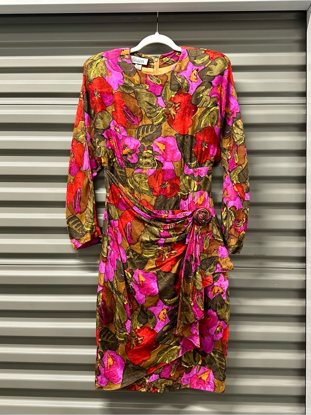 Vintage 1980s Gillian 100% Silk Floral Dress